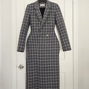 Plaid Double-Breasted Long Coat